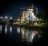 Atomic Bomb Dome at night in Hiroshima