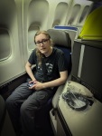 Kyle on our flight to Japan