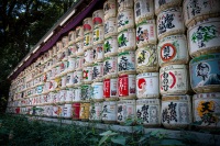 Sake barrels at Meiji Shrine in Tokyo