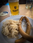 Wurst and sauerkraut at the Bräustüberl at Andechs Monastery