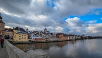 Danube River from Steinerne Brücke bridge in Regensburg