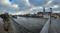 Danube River from Steinerne Brücke bridge in Regensburg