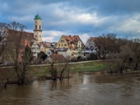 Danube River from Steinerne Brücke bridge in Regensburg