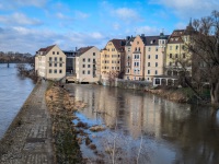 Danube River from Steinerne Brücke bridge in Regensburg