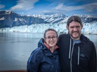 Suzanne and Paul from our balcony at Hubbard Glacier