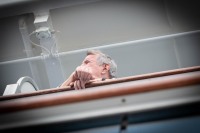 Jack on their balcony on Sapphire Princess