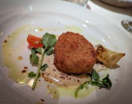 Crab cake in the Santa Fe dining room on Sapphire Princess