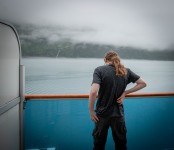 Kyle on our balcony on Sapphire Princess