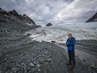 Kyle at Hawk Glacier on our helicopter flight tour in Seward