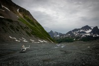 At Hawk Glacier on our helicopter flight tour in Seward