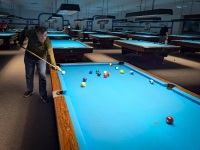 Peter playing pool in Sun City West, AZ