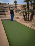 Peter playing mini-golf in Sun City West, AZ